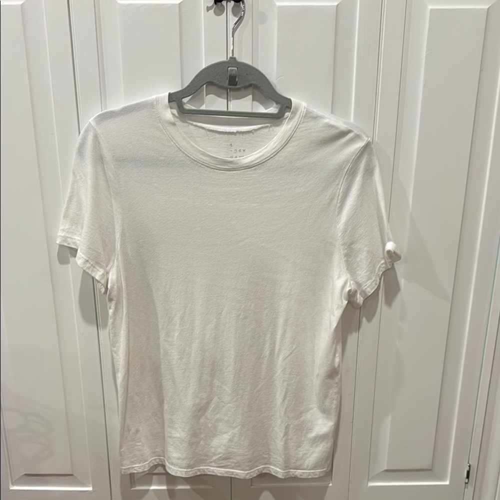 a new day Fitted White Short Sleeve T-Shirt
